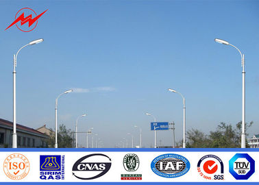 چین 12m Q235 Hot Dip Galvanized Street Lamp Pole With Cross Arm 1.8 Safety Factor تامین کننده