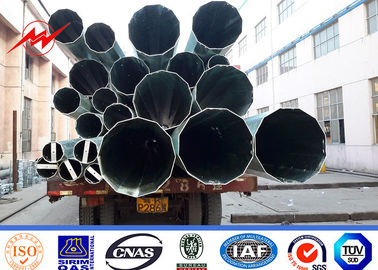 چین 30KN Gr65 Galvanised Steel Poles 10 KV - 550 KV Anti Corrosion Tubular Steel Pole تامین کننده