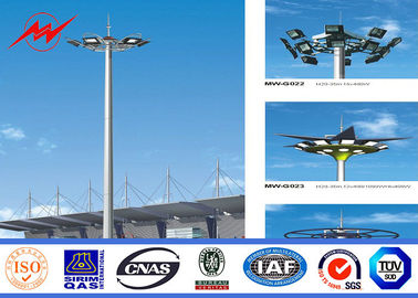 چین Galvanized Octagonal High Mast Light Pole Single Double / Triple Arm For Stadium تامین کننده