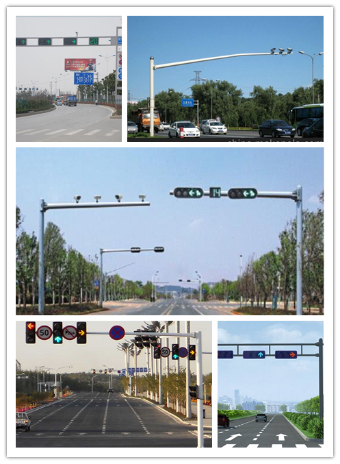 10m Galvanized Traffic Steel Light Poles With Durable / Single Arm , 600*600*20mm Baseplate 1
