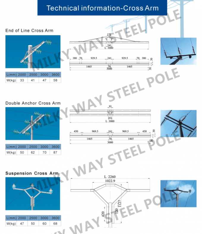 Q345 Material Outside Galvanized Steel Power Pole 1.0 Safety Factor 8 M 500Dan 3