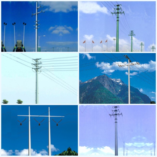 69 kv 24M Round Transmission Line Galvanised Steel Poles For Power Distribution 0