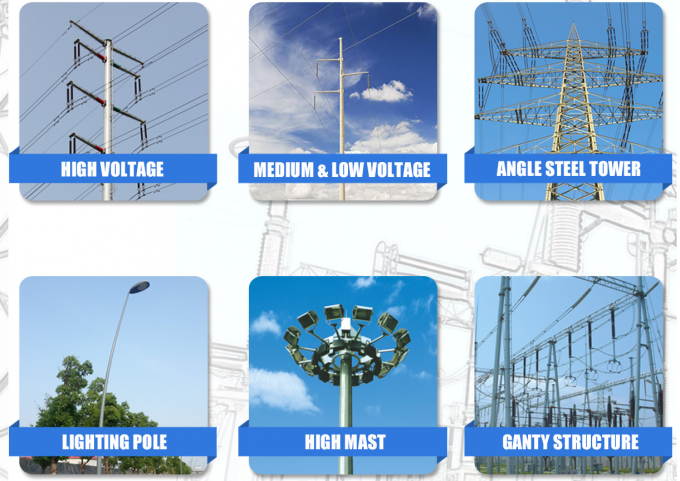 10KV High Tolerance Capacity Steel Poles for Terminal Connections on High Voltage Side of a Transformer 2
