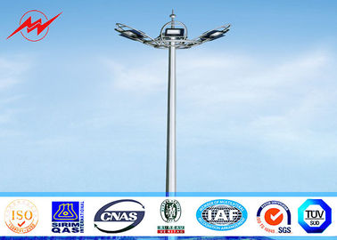 چین 20 Meter Raising Lowering High Mast Pole , Steel Wire Cables Stadium Light Pole تامین کننده