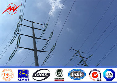 چین 100KV Electric Transmission Line Steel Galvanized Pole , Electrical Power Poles تامین کننده