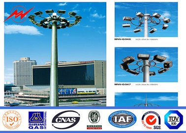 Multisided Powder Coating 40M High Mast Pole with Winch for Park Lighting تامین کننده