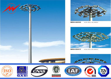 Multisided Powder Coating 40M High Mast Pole with Winch for Park Lighting تامین کننده