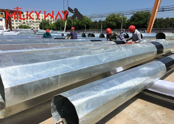 تیرهای برق فولادی گالوانیزه 138 کیلوولت 80FT 90FT برای توزیع برق تامین کننده