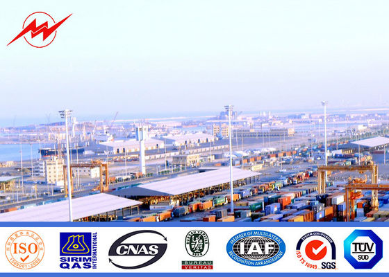 35m polygonal high mast pole sports center lighting with lifting system