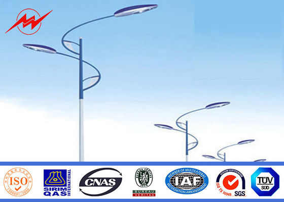 Q235 Steel galvanized 15m 20m 30m Street Light Poles with cross arm