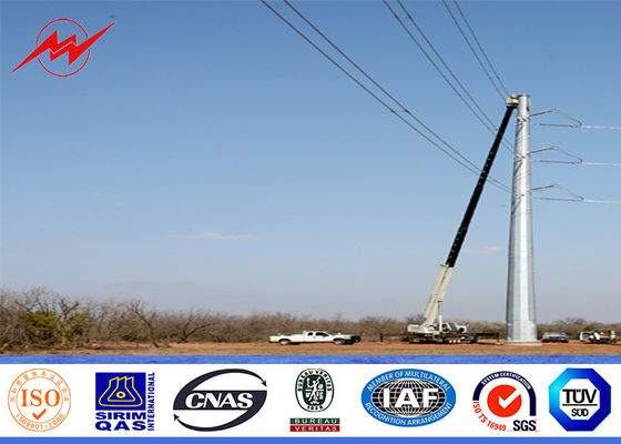 Conical 3.5mm thickness electric power pole 22m height with three sections for transmission