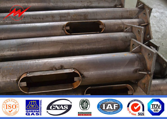 6m Single Arm Solar Street Light Poles , Galvanized Road Light Poles IP65