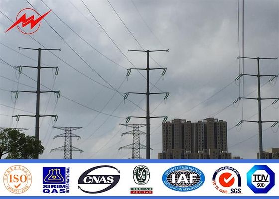 138 KV Transmission Line Electrical Power Pole , Steel Transmission Poles