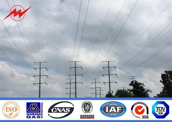 Tubular / Lattice Steel Galvanization Electrical Power Pole For Transmission Line