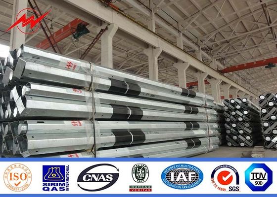 Anti - Ultraviolet 45FT Distribution Galvanized Steel Pole With Cross Arm