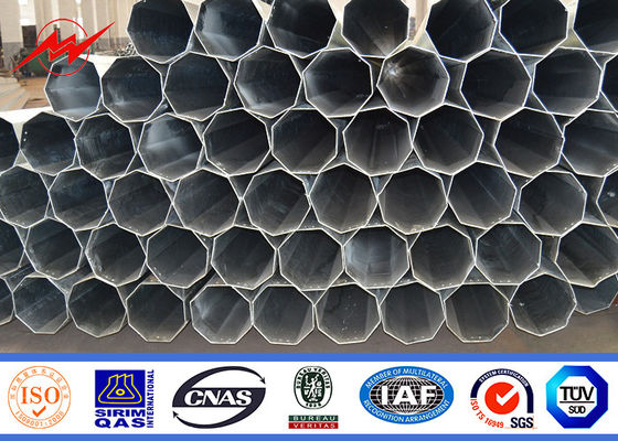 Multi Sided 8m 12 KN Steel Power Poles With Hot Dip Galvanization Powder Coating