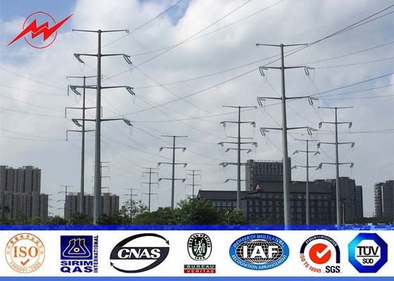 14m 500 Dan Tapered Steel Utility Pole , Galvanized Steel Poles With Climbing Ladder Protection
