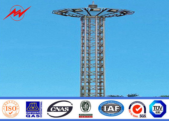 3 Sections 5mm 35M HDG High Mast Light Pole with 6 Lamps Wind Speed 30m/s