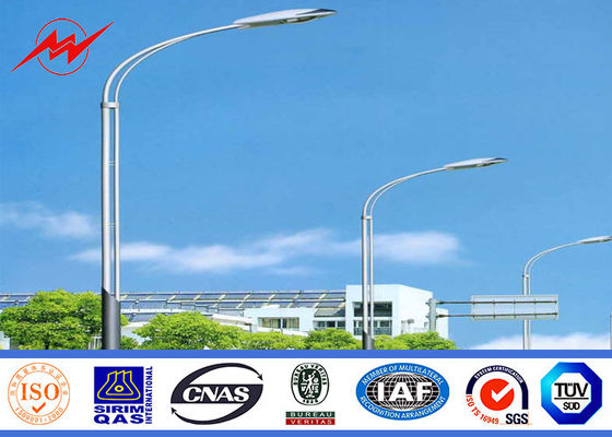 Outdoor Multi Sided Solar Street Light Poles Street Lamp Pole With 2M Cross Arm