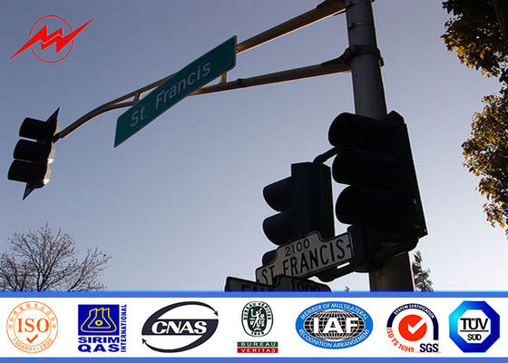 Custom 4.5m Height Galvanized Traffic Light Signs With Single Bracket