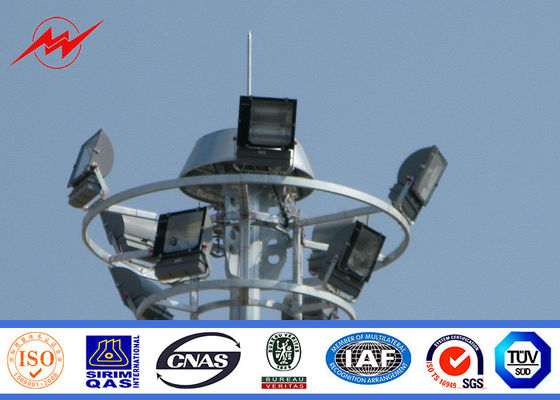 4 Sections 10mm High Mast Light Pole For Flyovers Stations City Squares