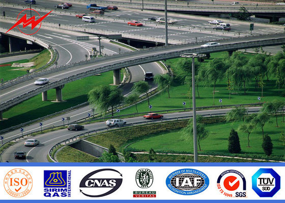 4 Sections 10mm High Mast Light Pole For Flyovers Stations City Squares