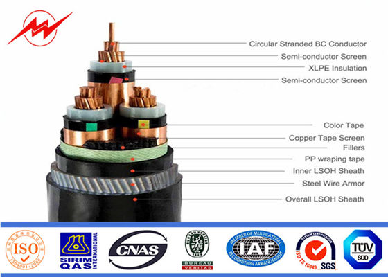 XLPE Insulated Steel Wire Armoured 11kv Power Cable 400/500mm² 90°C 110°C