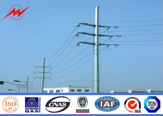 55ft Electrical Power Pole 3mm Thickness Powder Coating With Galvanized Stepped Bolt