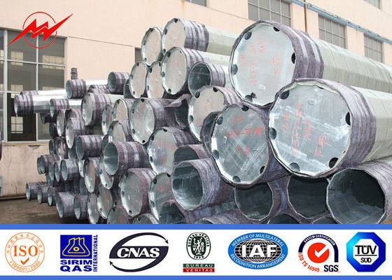 Gr65 Galvanized Steel Pole 14m 110kv Customized Metal Utility Poles