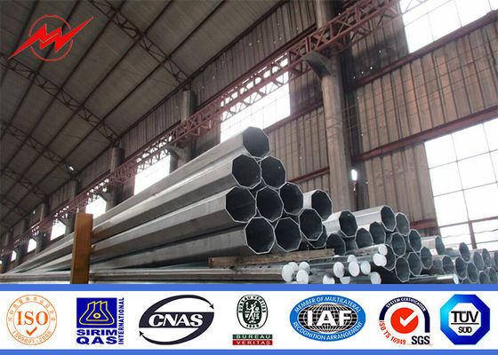 Round Galnvanized Bitumen 11m Electrical Power Poles For Transmission Line