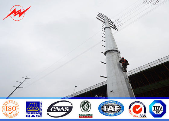 Conical 12.2m 1280kg Load Steel Utility Pole For Power 65kv Distribution
