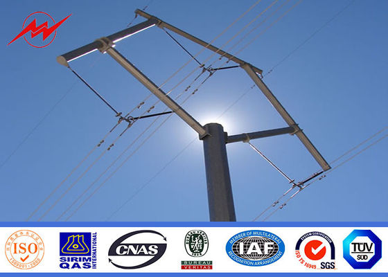 Round HDG 10m 5KN Steel Electrical Utility Poles For Overhead Transmission Line