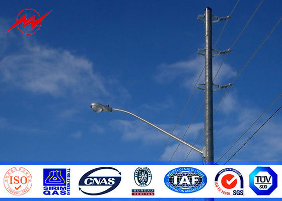 Multi Side 55FT 20KN Metal Utility Poles Hot Dip Galvanization Surface Treatment