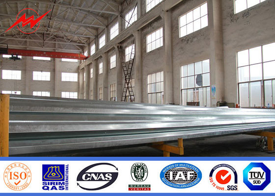 Galvanized 14mm 3KN Steel Power Pole 8mm Thickness For Distribution Power Line