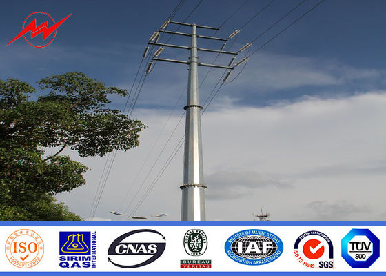 Medium Voltage Electrical Power Pole , Customized Electric Steel Utility Pole