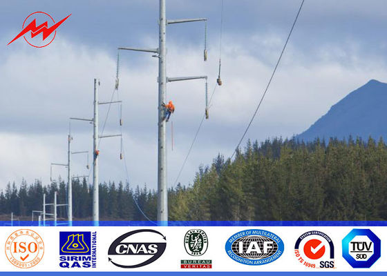 High Voltage 115 Kv Galvanized Steel Pole Octagonal Shape With Stepped Bolt