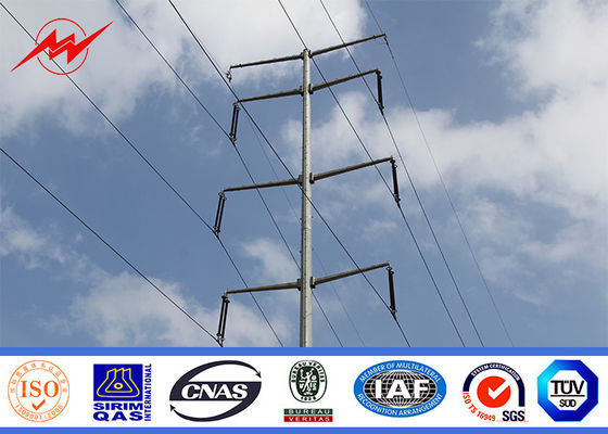 400 KV Steel Utility Galvanized Steel Poles With Shock Resistance Power Line
