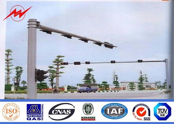 6.5 Length Q345 Traffic Light Pole 9m Single Cross Arm With 20 Years Warranty