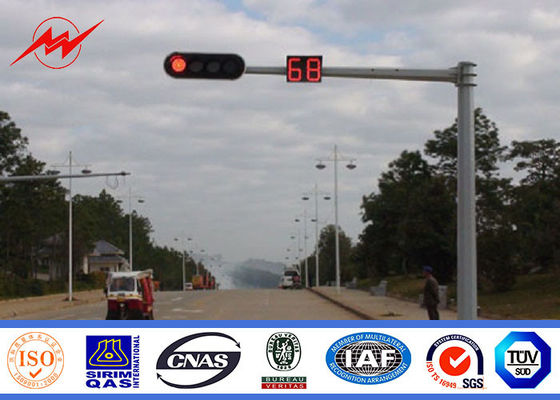 6m 12m Length Q345 Traffic Light / Street Lamp Pole For Traffic Signal System