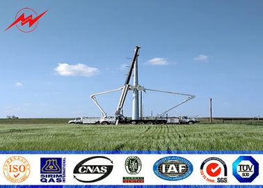 قطب فولادی گالوانیزه برای انتقال خط 33KV با سوراخ های سوراخ شده برای بولت لنگر