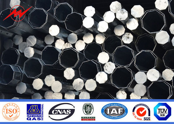 Octagonal Multi Circuit 4mm Electric Steel Pole With Galvanization / Bitumen
