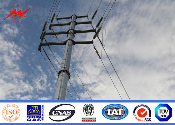 15M Bitumen Burial Type Galvanised Steel Tubular Pole For Transmission Poles