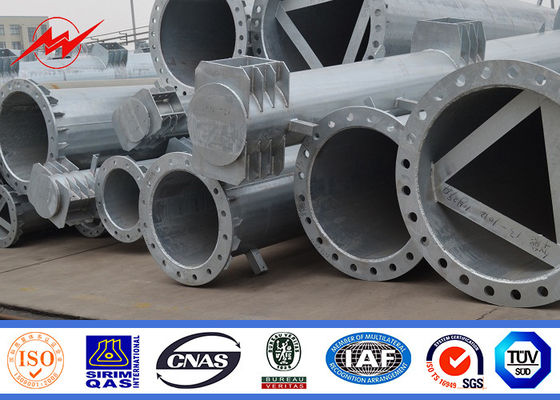 110KV Galvanized Polygonal / Round 18.5m Steel Utility Power Pole With Cross Arm