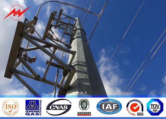 14m Octagonal Steel Power Distribution Poles Galvanized Bitumen AWS D1.1 For Transmission Overline