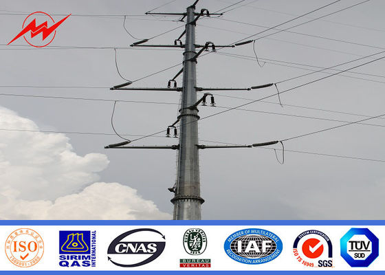 گرد / هشت ضلعی 69kv Q345 فولاد گالوانیزه قطب خط برق توزیع برق