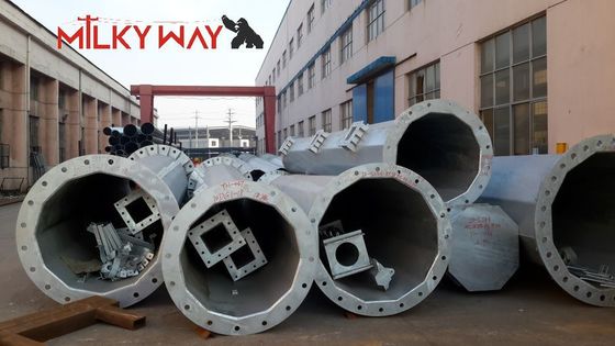 3.5m-15m استیل قطب برق برای روشنایی خیابانی با گزینه های مخروطی و چند ضلعی