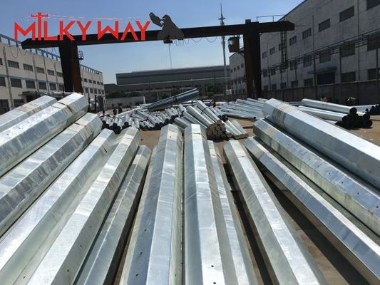 توزیع برق قطب فولاد الکتریکی 35FT 40FT گرم غوطه ور شدن گالوانیزه
