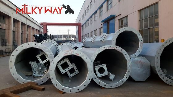 16 متر 18 متر ارتفاع مخروطی قطب برق 5 میلی متر ضخامت ASTM A123 Galvanization Standard