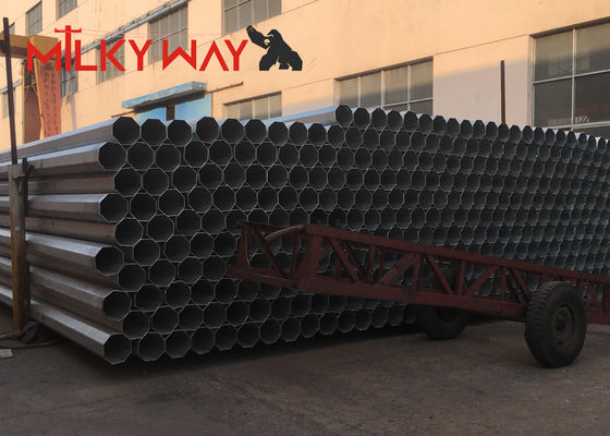 12m Gr65 قطب های فولادی هشت گوشه ای با پوشش گالوانیزه گرم برای انتقال برق