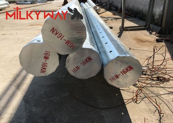 قطب خدمات عمومی فولادی 30 فوت 66kv برای خط انتقال برق با بازوهای دوگانه طراحی شده برای نگهداری آسان